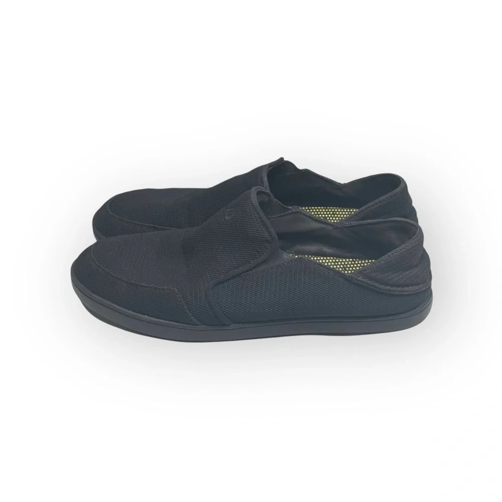 Rare: OluKai ʊ Nohea Mesh Drop In Heel Boat Shoes Sneakers ʊ  All Black ʊ 9